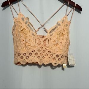 Intimately Free People Adella Bralette Crochet Orange Mot Size Large NWT
